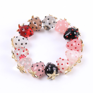 日本进口原创清透波点果冻色草莓吊坠 树脂DIY手工配件 ins爆款