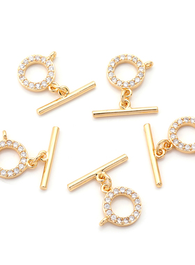 14k包金保色锆石OT扣 diy手链项链收尾连接扣