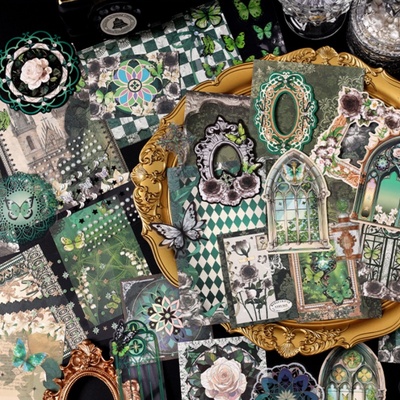 58件痛包diy材料谷子装饰全套背景打底蕾丝蝴蝶绿色扎包素材包