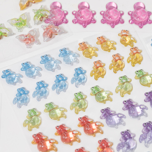 语闲3d立体浮雕水晶贴纸diy可爱小金鱼乌龟蝴蝶动物装 饰果冻贴画
