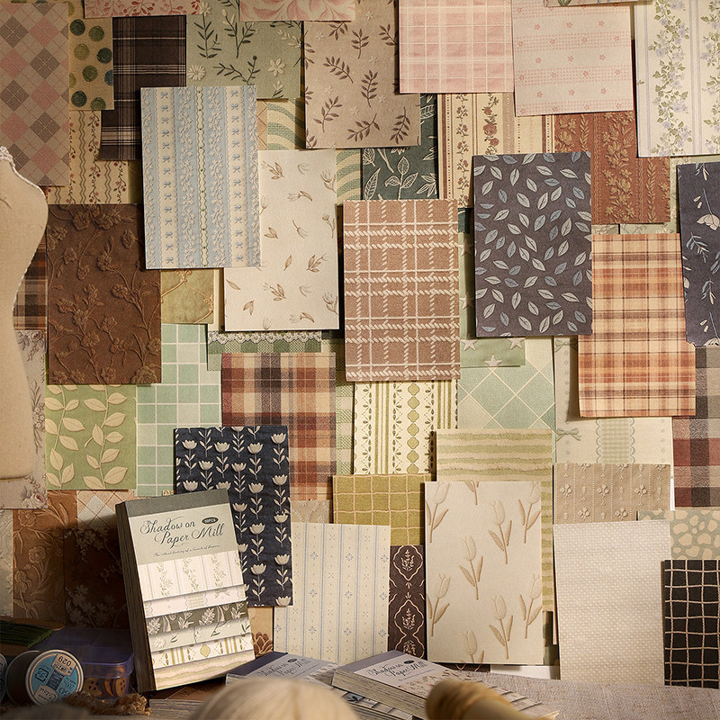 50张轻复古手帐素材纸本文艺碎花格纹手账日记拼贴装饰打底背景纸,文具电教/文化用品/商务用品,便签本/便条纸/N次贴,淘宝优惠券,粉丝福利购,淘宝优惠卷