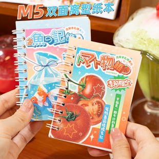 M5双面离型纸本日系古早风线圈手帐工具贴纸胶带卷素材收纳图鉴本