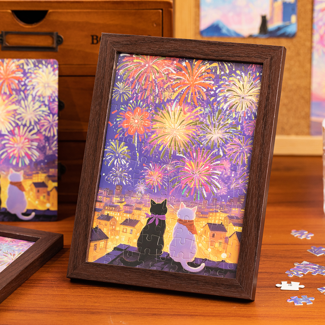 浪漫烟花拼图摆件礼盒108片带相框学生情侣手工diy礼物送男女朋友