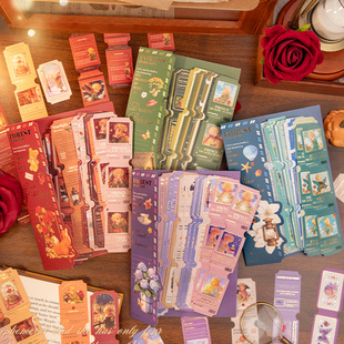 40张长条票据手帐贴纸包可书写烫金王子玫瑰手账日记拼贴装饰素材