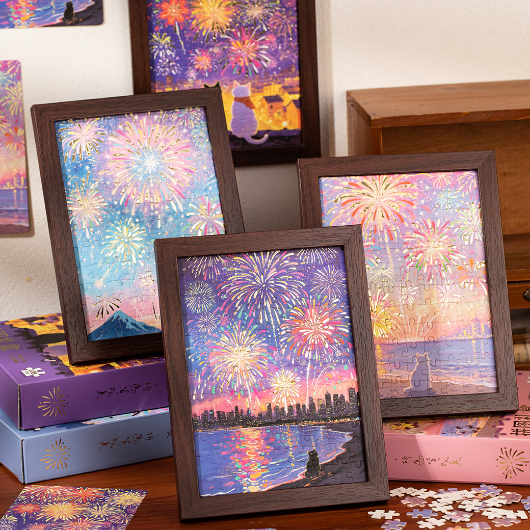 烟花主题拼图礼盒108片带相框手工diy桌面摆件儿童益智玩具小礼物,玩具/童车/益智/积木/模型,拼图/拼板,淘宝优惠券,粉丝福利购,淘宝优惠卷