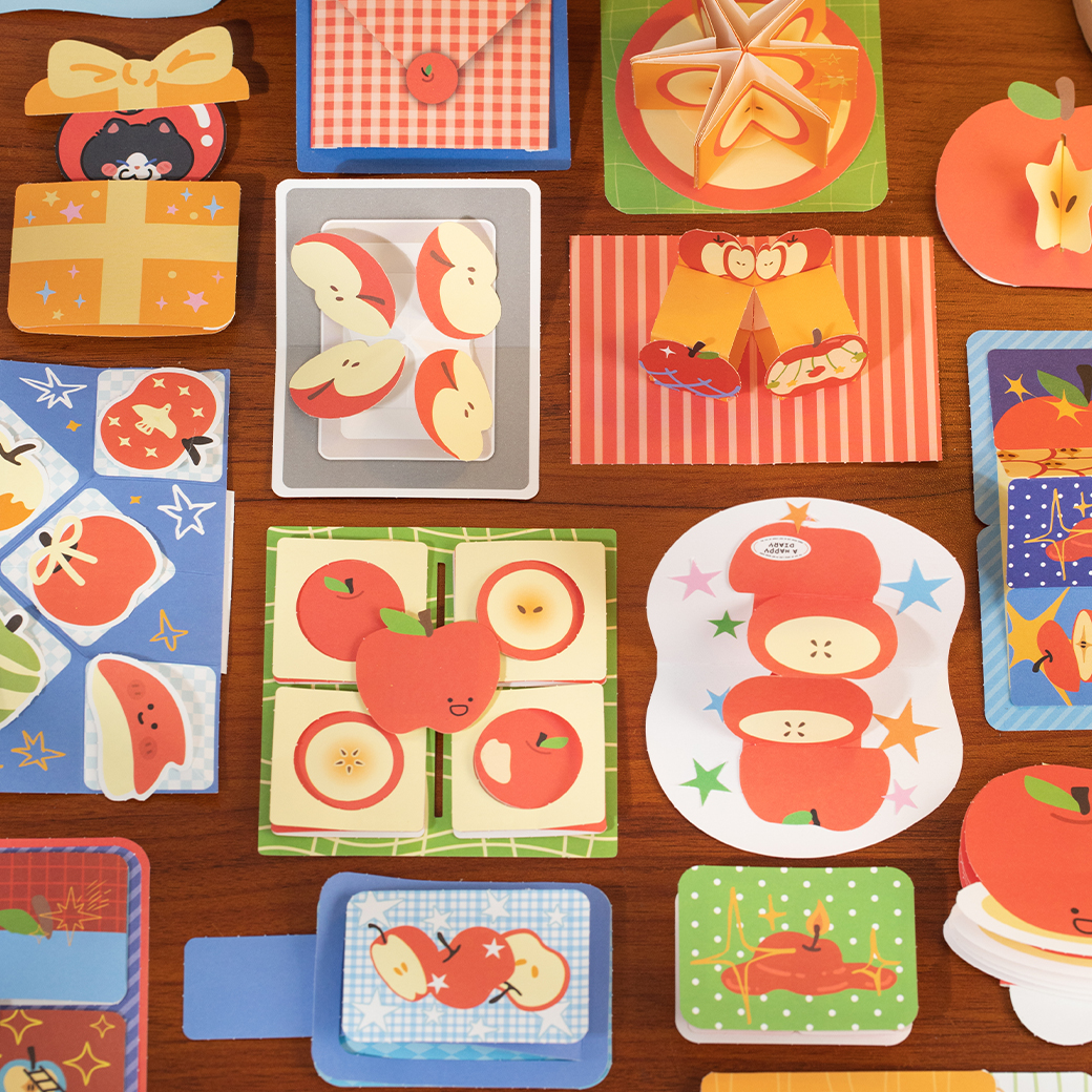 可爱苹果手帐小机关合集本创意DIY立体书机关材料相册可书写装饰