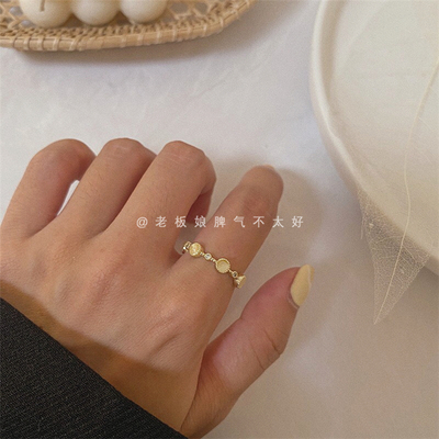 复古猫眼法式开口可调节百搭戒指