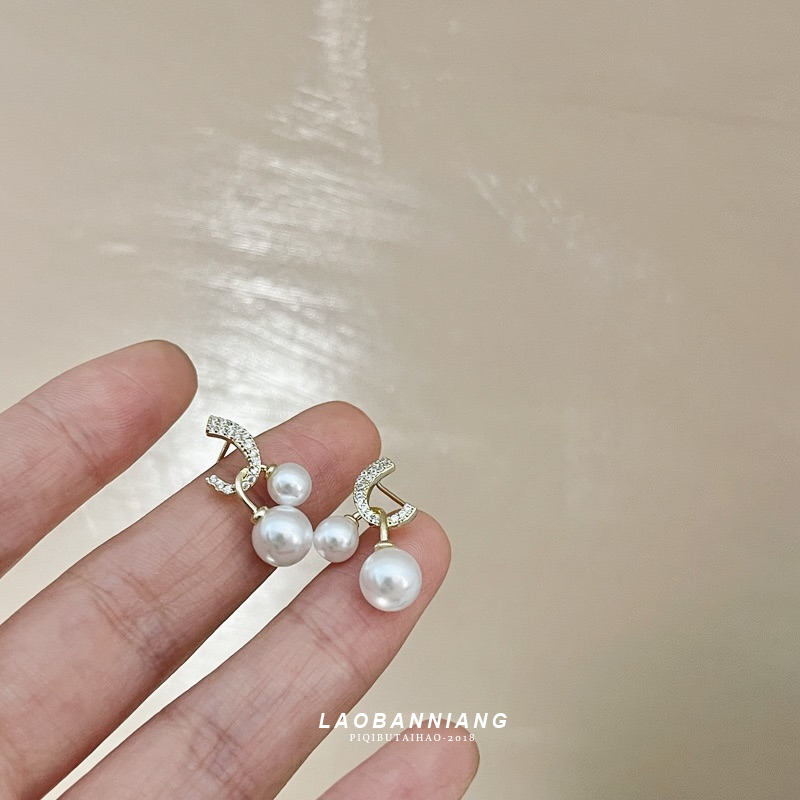 韩国东大门nyn新款锆石珍珠精致小巧耳钉日常百搭气质耳环14304