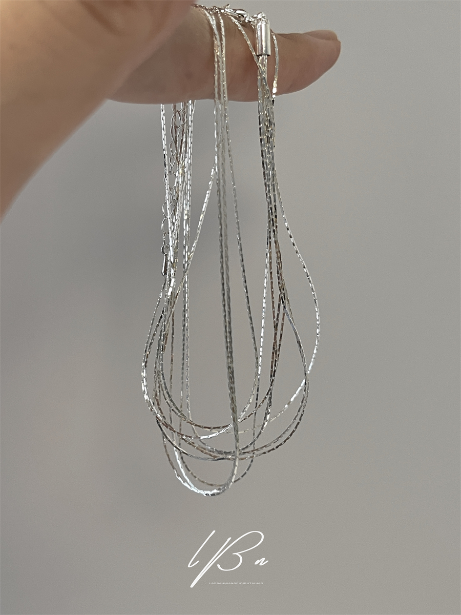 时髦气质多层超细项链闪亮锁骨链