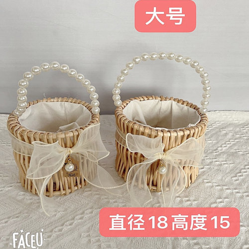 珍珠手提花篮编织包包儿童喜铺篮