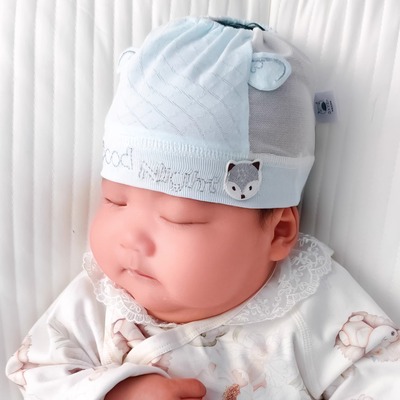 婴儿空顶帽0卤门帽夏季薄款3新生儿胎帽春儿童帽6个月宝宝帽透气9