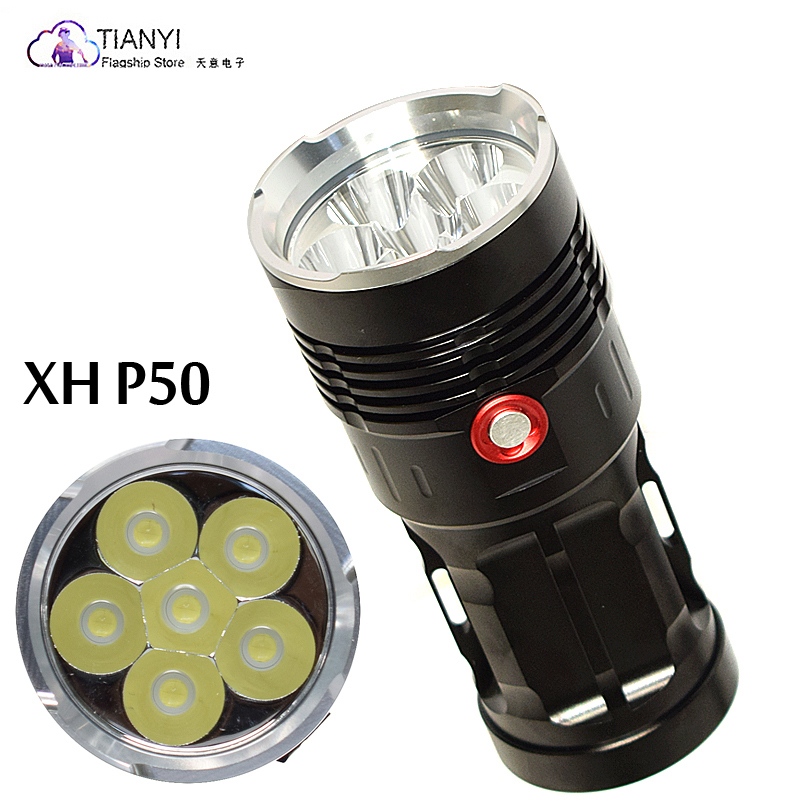 6灯xh-p50灯珠大功率家用应急照明便携式手电led小钢炮可充电电筒