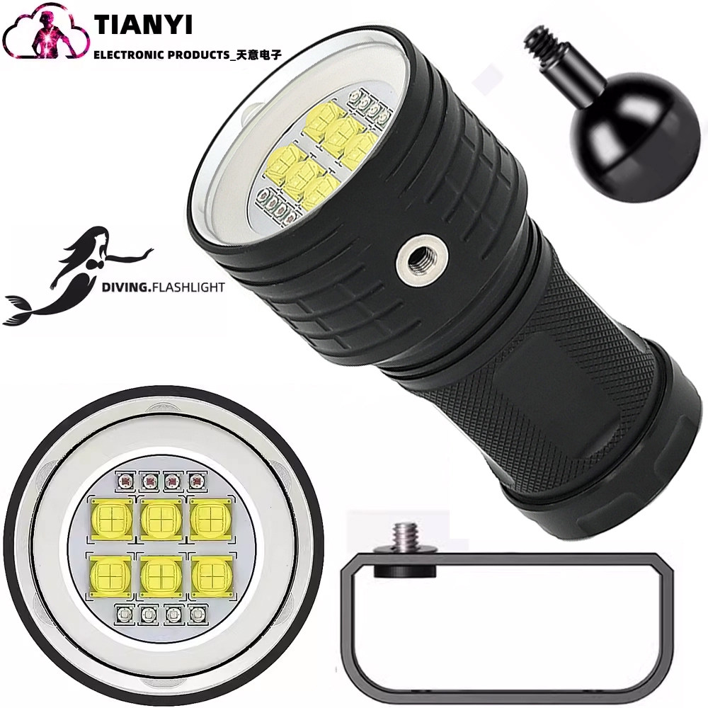 潜水补光手电筒 水下照明多功能 18650锂电池 多灯珠多光源超亮灯