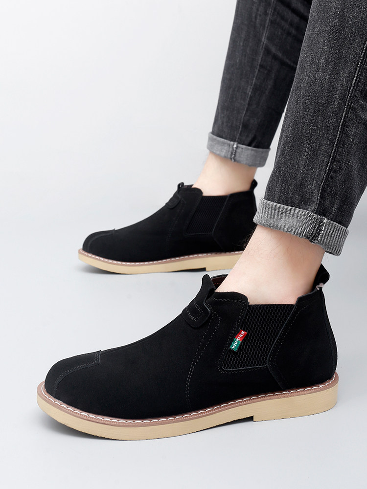 CHELSEA BOOTSMENS LEATHER MID-TOP MARTIN BOOTS AUTUMN|WINTER COTTON BOOTS SNOW BOOTS FLEECE BOOTIES 37 SMALL SIZE LARGE SIZE 48