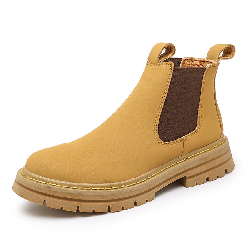 CHELSEA BOOTS MENS AUTUMN AND WINTER HIGH-TOP BRITISH LEATHER MARTIN BOOTS VERSATILE VELVET WARM BOOTS RHUBARB BOOTS