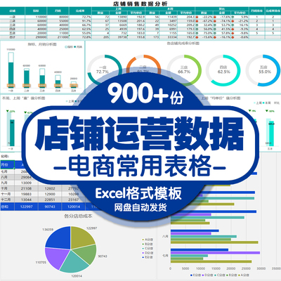 电商运营表格店铺数据分析活动常用表工作计划绩效考核excel模板