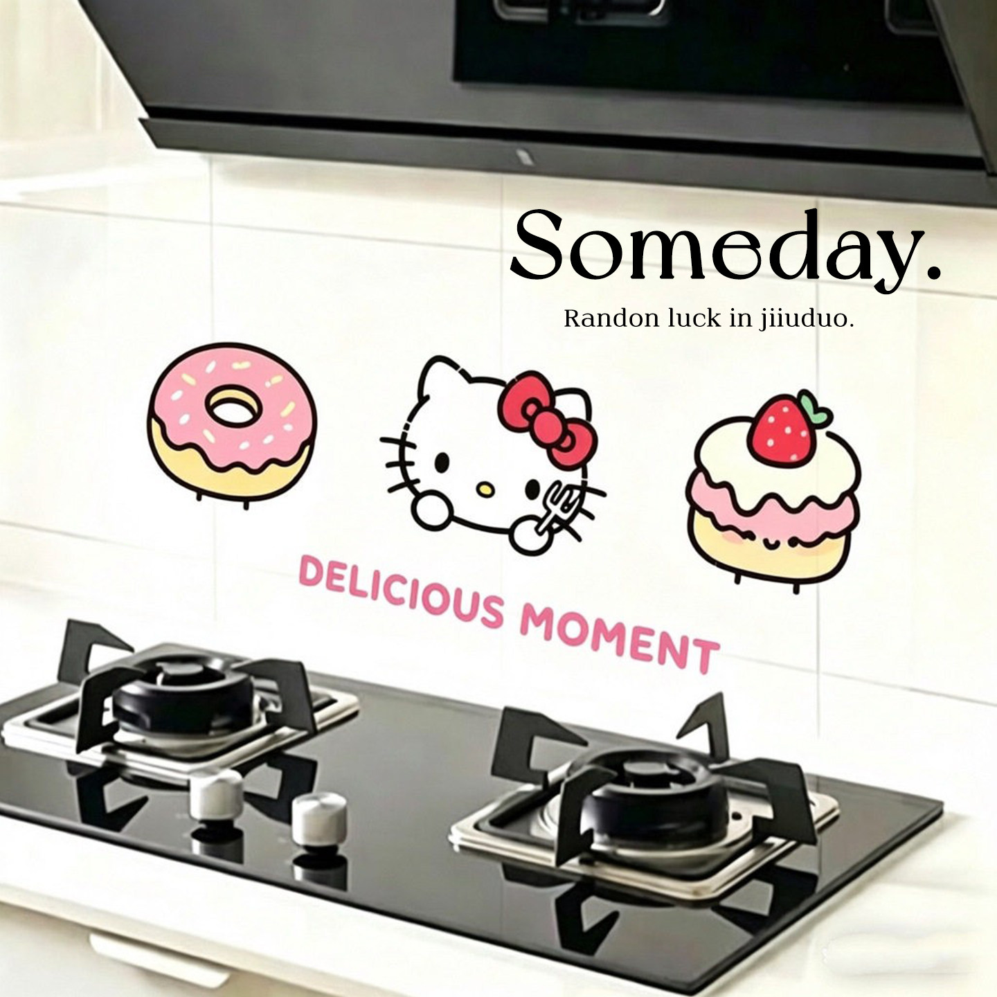 HelloKitty凯蒂猫防油贴纸厨房墙壁防油污贴做饭专用装饰静电贴纸