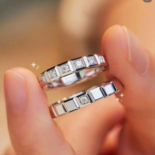 新肖邦情侣对戒纯银18k玫瑰金小冰块时尚男女士订婚戒指生日礼