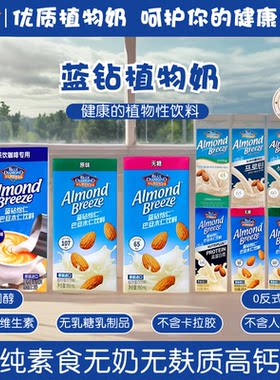 韩国进口BLUE DIAMOND蓝钻怡仁植物蛋白饮料纯素食无奶无麸杏仁奶