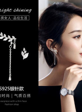 纯银针不对称耳钉女百搭