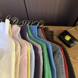 十三行高货！2025新款韩系简约基础百搭显瘦高领长袖打底针织衫女