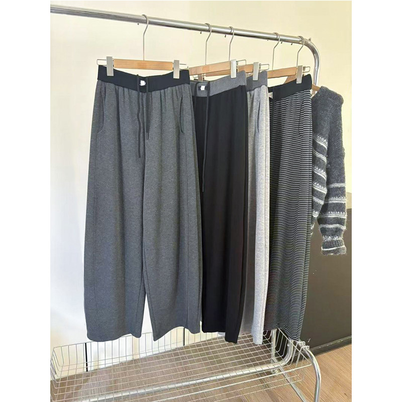 品质高货！2025秋冬新款时尚百搭撞色腰头设计抽绳显瘦休闲裤女