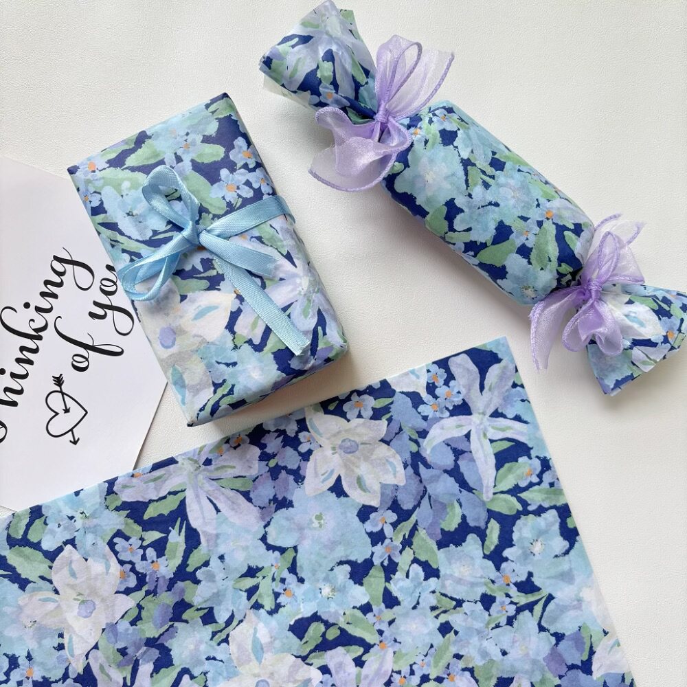 优雅冷蓝雪梨纸～礼物礼盒包装纸薄款纸衣服包装素材纸浪漫礼品纸