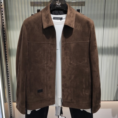 高端翻领鹿皮绒男士加厚夹克2025秋冬新品时尚韩版修身休闲外套男