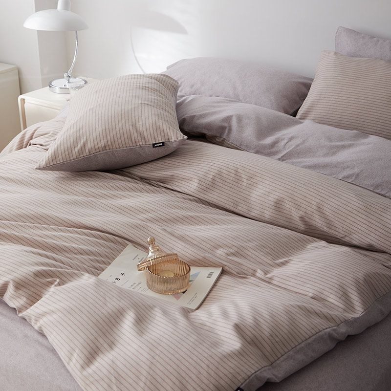 【条纹男士】多喜爱 商场同款 加厚保暖全棉磨毛条纹格纹四件套,床上用品,床品套件/四件套/多件套,淘宝优惠券,粉丝福利购,淘宝优惠卷