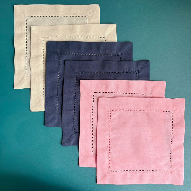 【鸡尾酒巾】彩色亚麻棉麻餐巾 西餐酒杯垫 cocktail napkins - 实物图