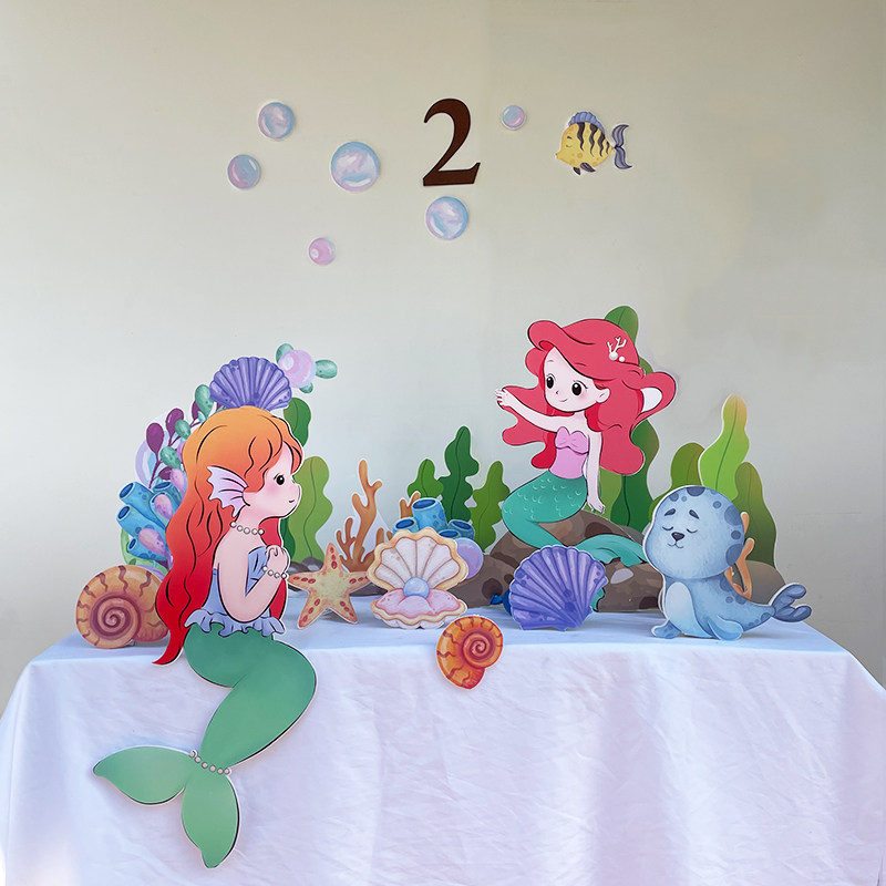 美人鱼主题女宝女孩周岁生日派对装饰场景布置背景墙气球KT板桌摆,节庆用品/礼品,节日装扮用品,淘宝优惠券,粉丝福利购,淘宝优惠卷