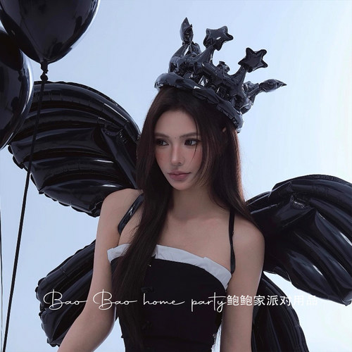 周岁生日背景装饰气球生日帽翅膀