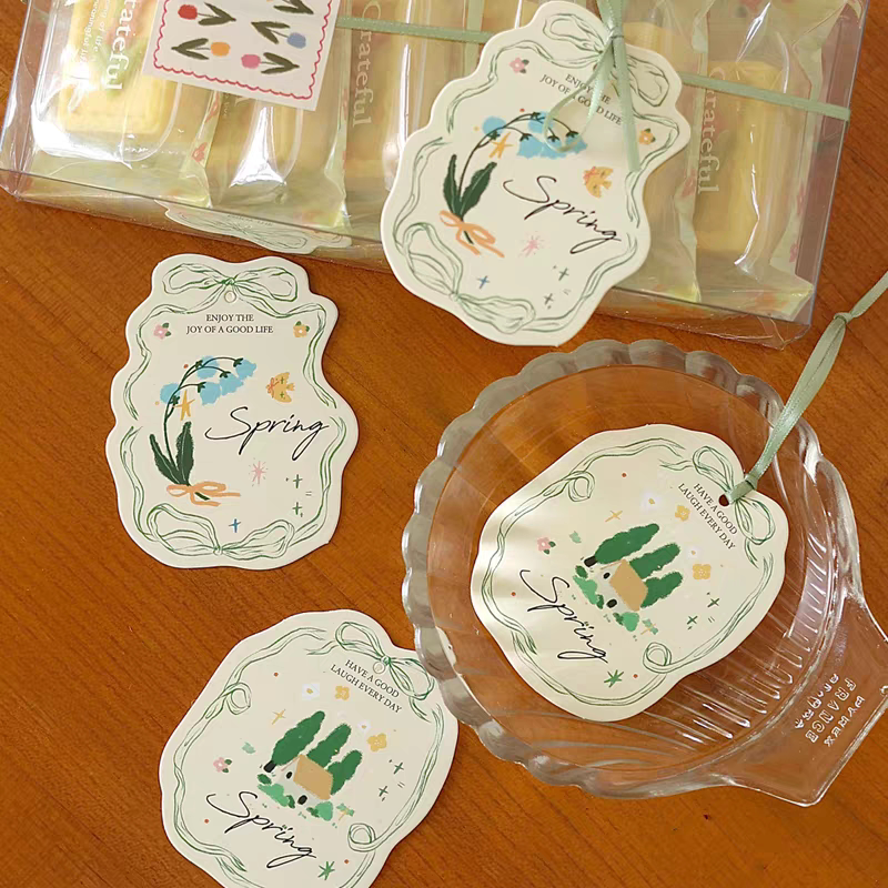 春日吊牌小卡片野餐轻食包装装饰烘焙饼干甜品点心卡片定制logo
