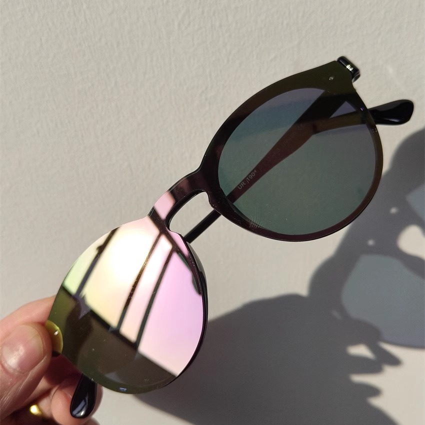 欧单女子无边框全框圆形太阳镜墨镜遮阳镜防晒粉色电镀潮流眼镜