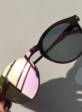 欧单女子无边框全框圆形太阳镜墨镜遮阳镜防晒粉色电镀潮流眼镜
