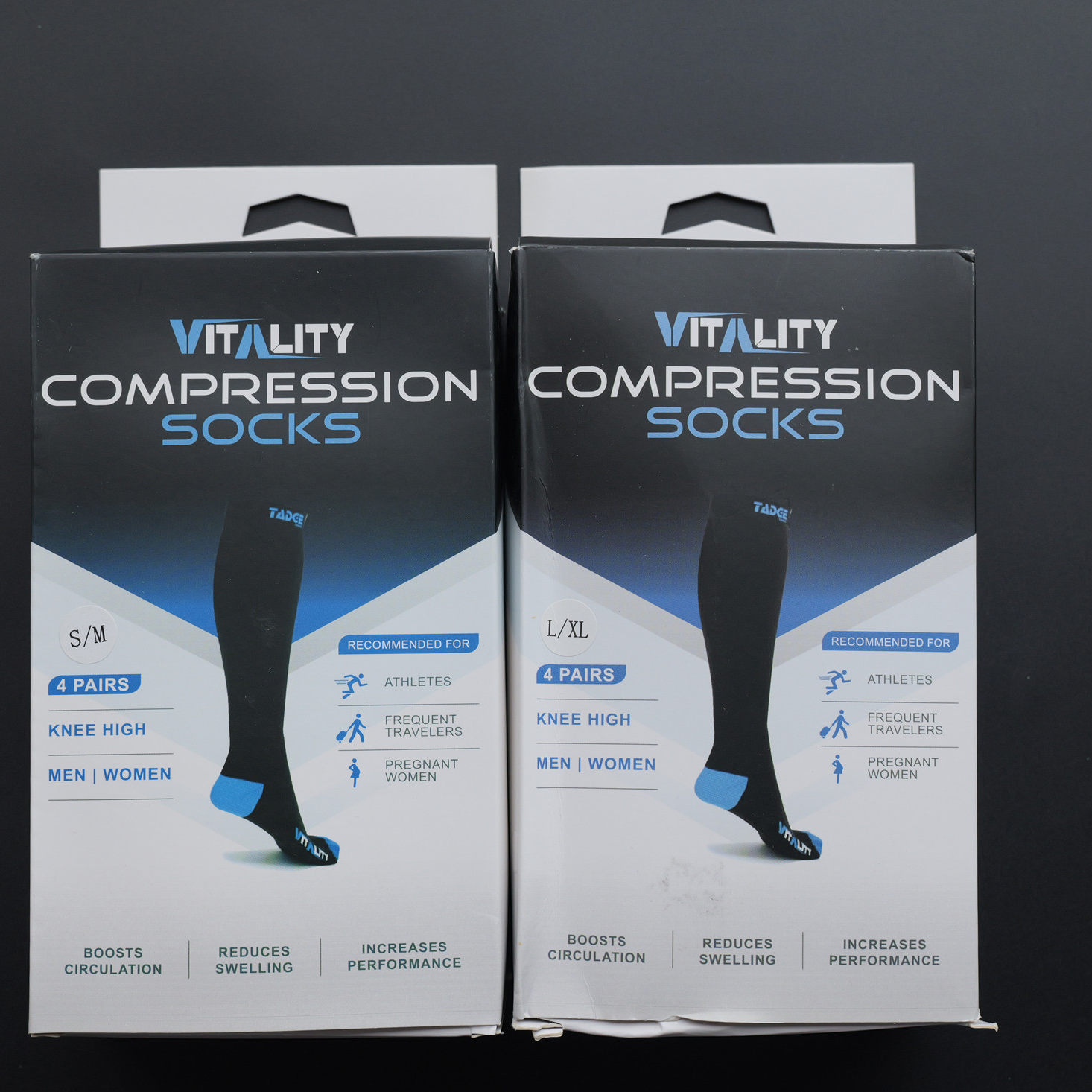 欧单跨境男女长袜压缩袜跑步骑行登山徒步3.0阶梯压力运动长袜