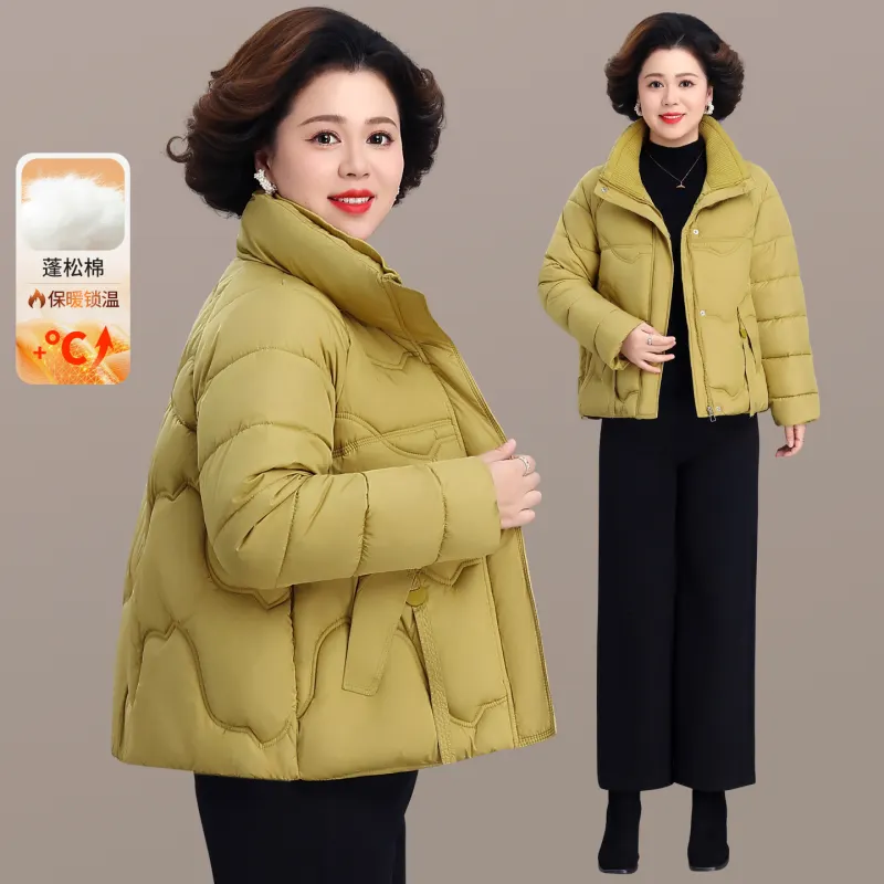 冬季妈妈装短款加厚立领棉服