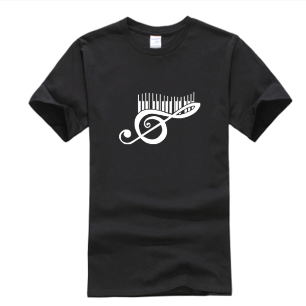 钢琴键图案t恤男女音乐音符琴行piano纯棉圆领夏装短袖情侣衣服潮