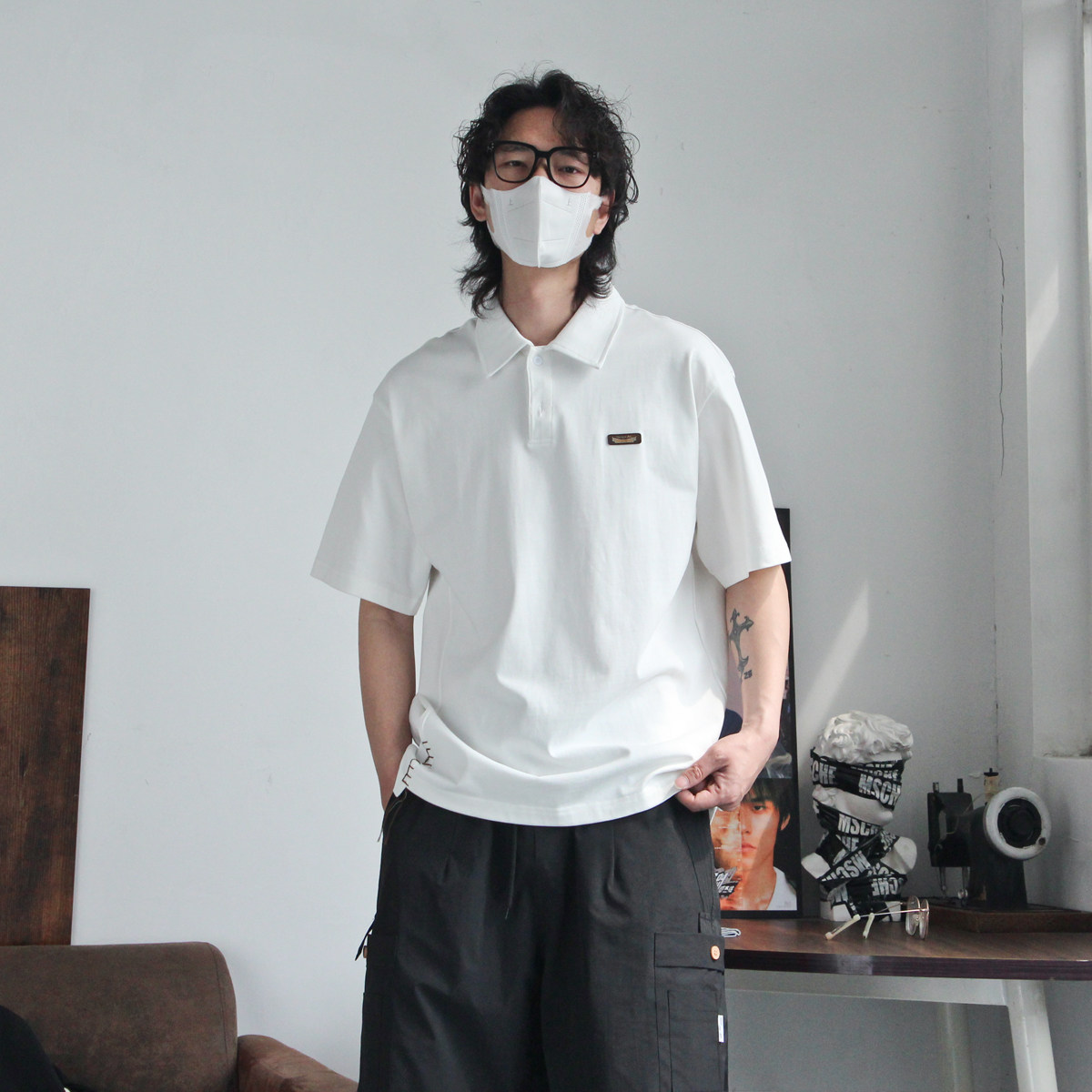 阿爆先生日系小清新夏季重磅POLO衫男cityboy简约宽松休闲短袖潮