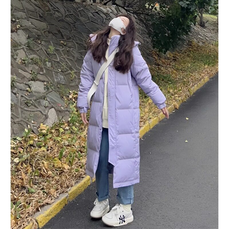 2025年冬季新款羽绒服中长款韩版圆领加厚白鸭绒保暖简约情侣外套