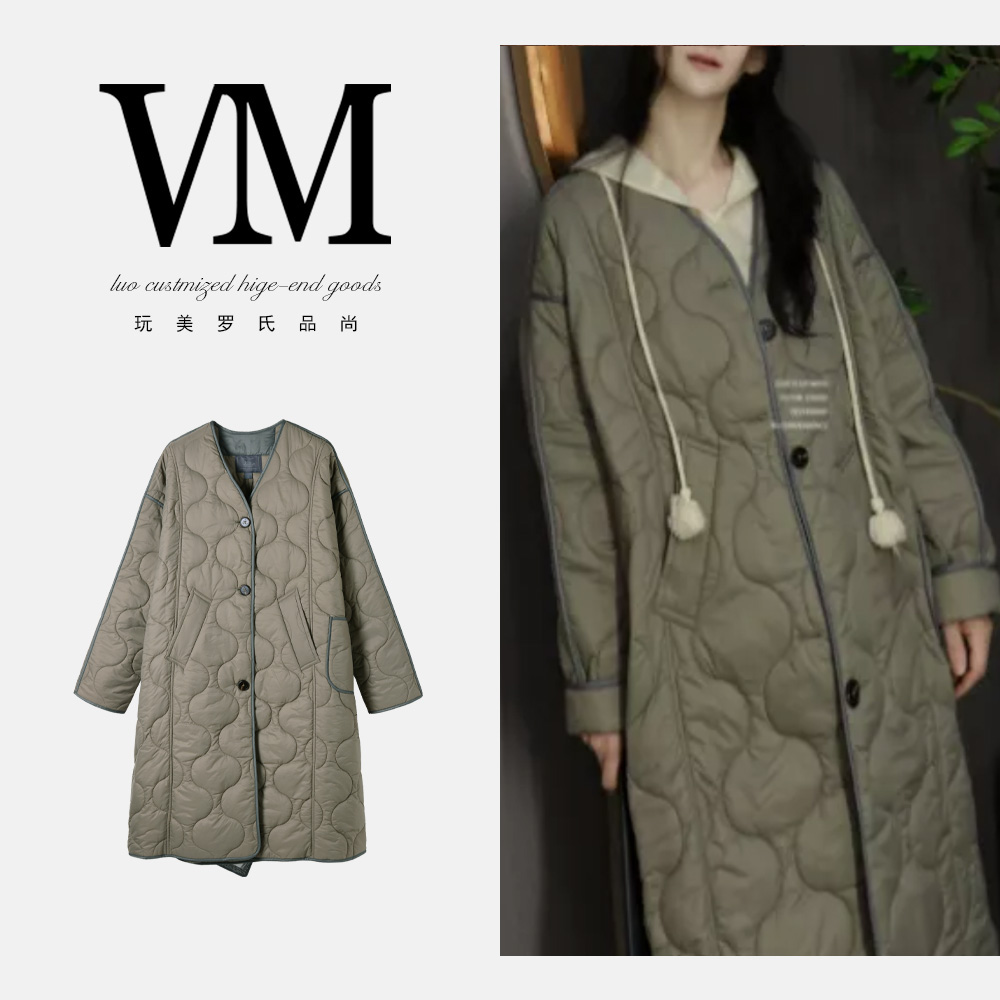 【雾菱】外套 慵懒风单排扣超轻保暖过膝XR7080外套103cm 520g