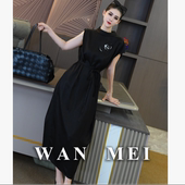 长裙无袖 砚墨 香云纱系带珍珠缎赫本风XY325151约126cm340g