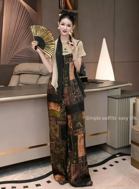 【甜予晨风】香云纱背带裤 非遗精品撞色经典DM26-110款124cm