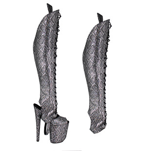 IDEAL MA 新款钢管舞高跟凉鞋靴筒套带护膝海绵女鞋蛇纹银定制款