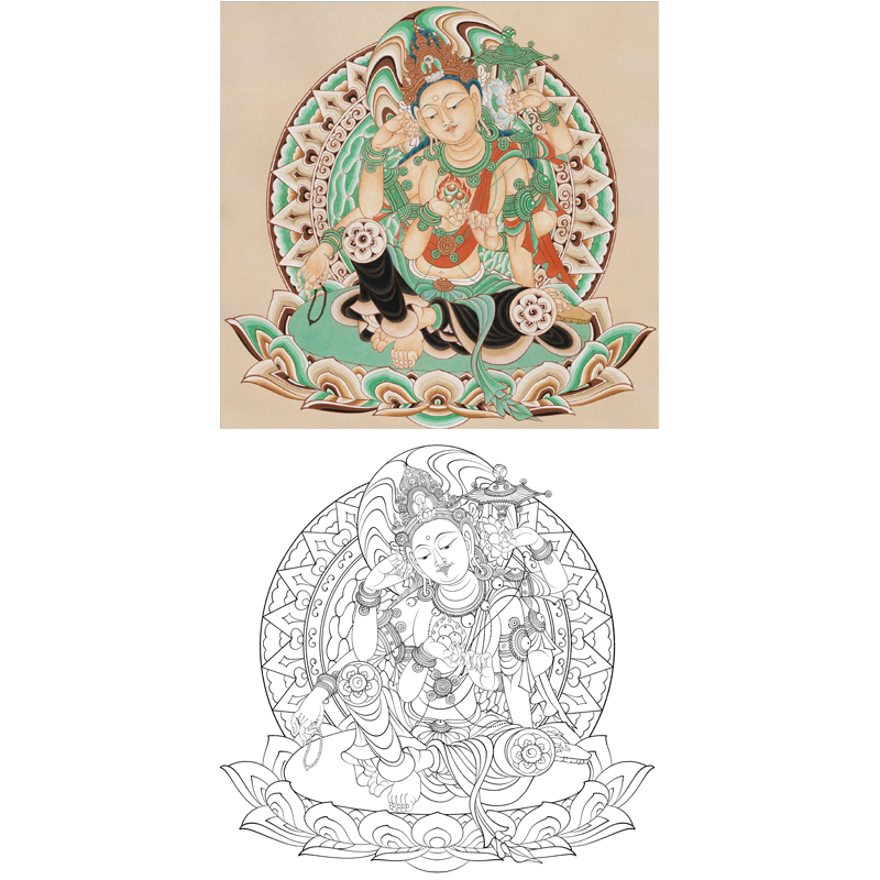 工笔画打印白描底稿敦煌壁画