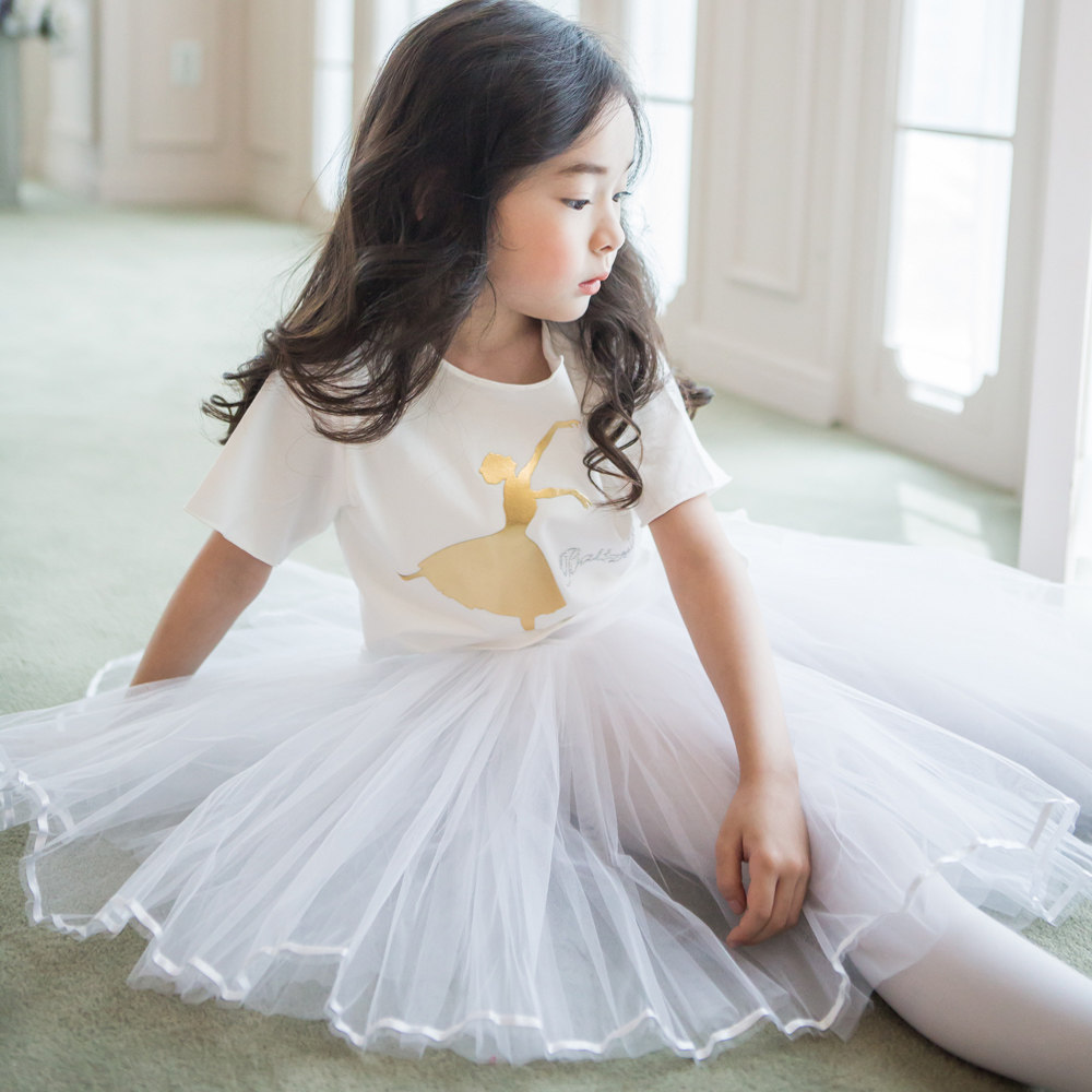 韩国进口正品儿童舞蹈服罩衫女孩少儿芭蕾练功服白色半袖外套上衣