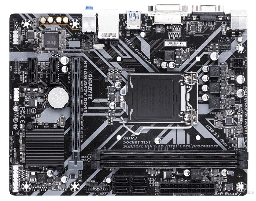 冲新 技嘉h310m ds2v h310m-d ddr3内存 支持8 9代cpu  质保一年