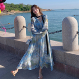 现货主推款！24秋新款莫奈花园印花长连衣裙260-3328-P135K188，女装连衣裙，芭图娜