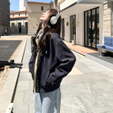 现货！藏蓝拼黄蓝格纹假三件美式夹克外套B260-5226-P165K238，女装短外套，芭图娜