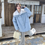 现货主推！蓝色派克服环保狐狸毛内里B260-5360-P235K338，女装派克服，芭图娜